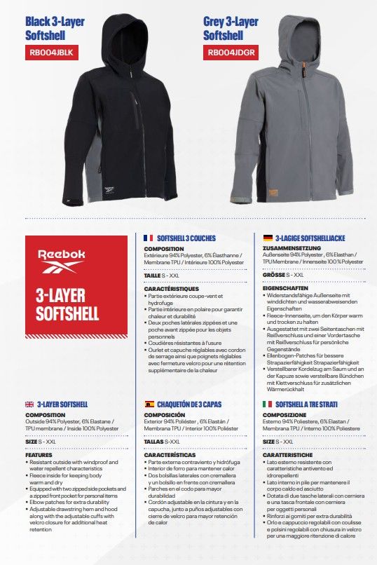 REEBOK SOFTSHELL TRE STRATI